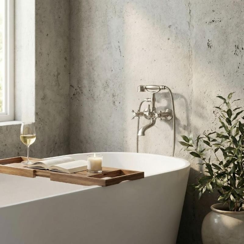 Aquanello Heritage Ascot Klassisk badkran med stjärnknappar i rostfritt stål inklusive handdusch NB-3002-HA