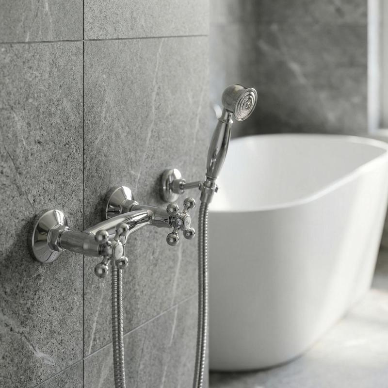 Aquanello Heritage Ascot Klassisk duschkran med stjärnknappar i krom, inklusive handdusch CR-2002-HA