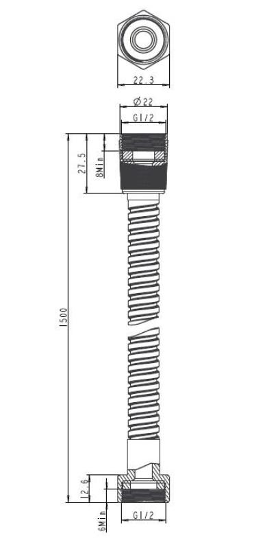 Aquanello Heritage Collection Duschslang  150 cm Brons BN-9002-HC