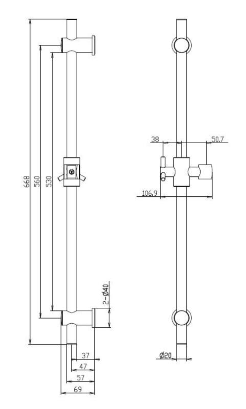 Aquanello Heritage Collection Klassisk glidstång 668 mm krom CR-9004-HC