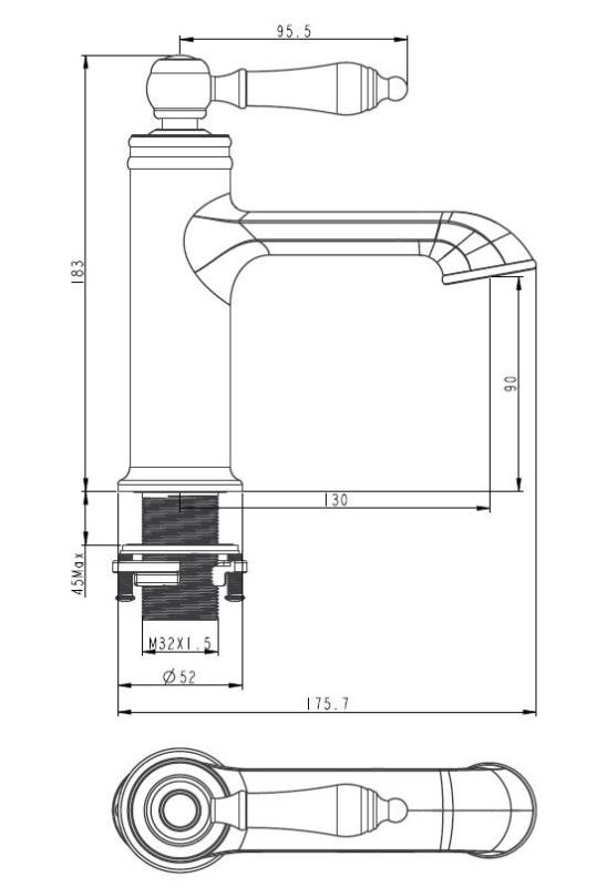 Aquanello Heritage Manor Klassisk nostalgisk tvättställsblandare i rostfritt stål NB-1001-HM