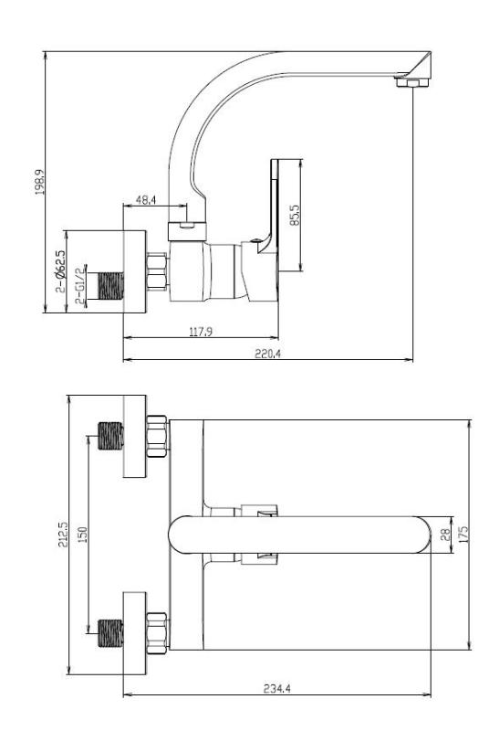 Aquanello Casa Kökskran med övre utlopp Svart BL-1003-CS