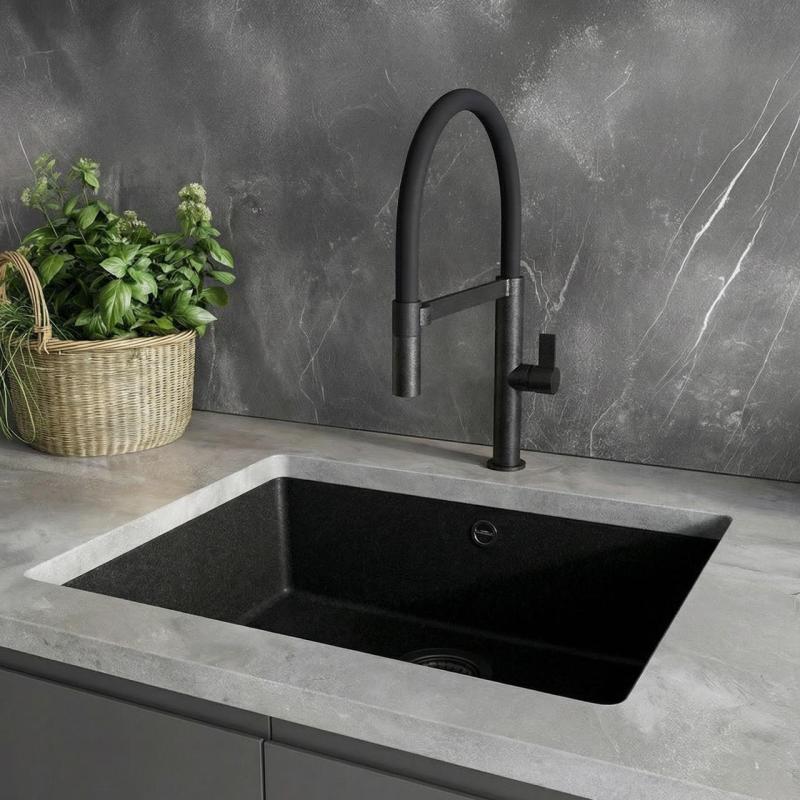 Ausmann Alira Black Kitchen Faucet with Flexible Spout 1208972565