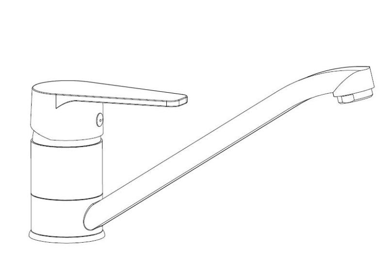 Aquanello Casa Låg enkelgreppsblandare för kök, krom CR-1203-CS