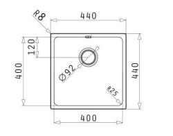 PM Lydia Diskho i rostfritt stål, 40 x 40 cm, för undermontering, infälld montering och påbyggnad 1208972639