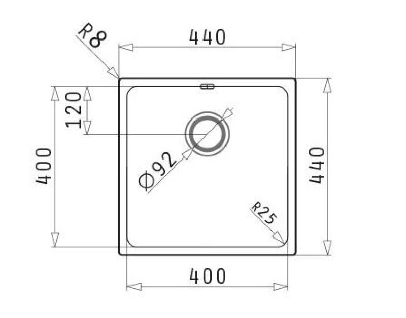 PM Lydia Diskho i rostfritt stål, 40 x 40 cm, för undermontering, infälld montering och påbyggnad 1208972639