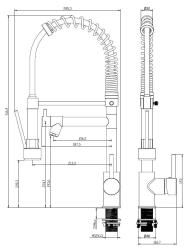 Aquanello Gastro Köksblandare med professionell strålfunktion, svart BL-4402-GT