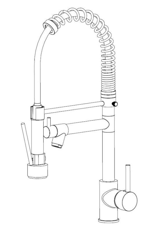 Aquanello Gastro Köksblandare med professionell strålfunktion, svart BL-4402-GT