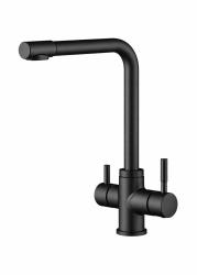 Aquanello Limpia Massiv 3-vägs köksblandare i rostfritt stål, svart, med filtrerat vatten BL-1600-LP