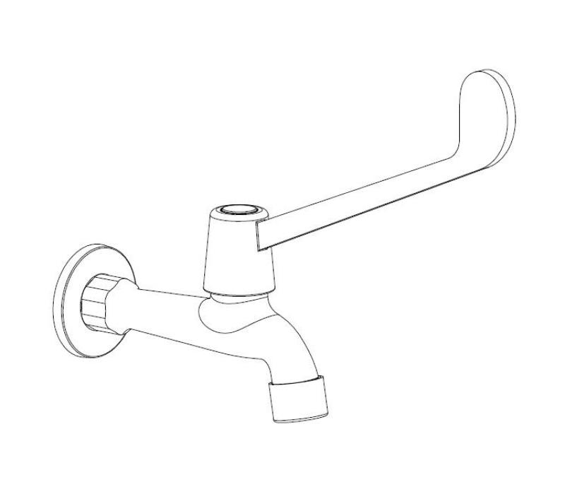 Aquanello Medic Väggmonterad kallvattenkran med långt handtag, krom CR-1102-MD