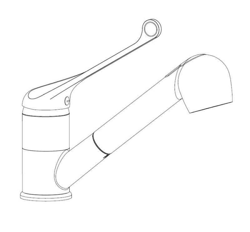 Aquanello Medic Köksblandare med långt handtag och utdragbar pip, krom CR-1006-MD