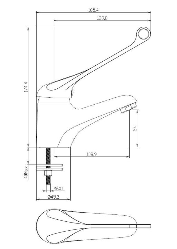 Aquanello Medic Handfatblandare med extra långt handtag, krom CR-1103-MD