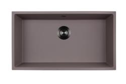 GraniteMy Universal Stor diskho i taupefärgad granit, 74 x 40 cm, för montering ovanpå, under eller i bänkskivan, med avloppsplugg i gun metal, 1208972708