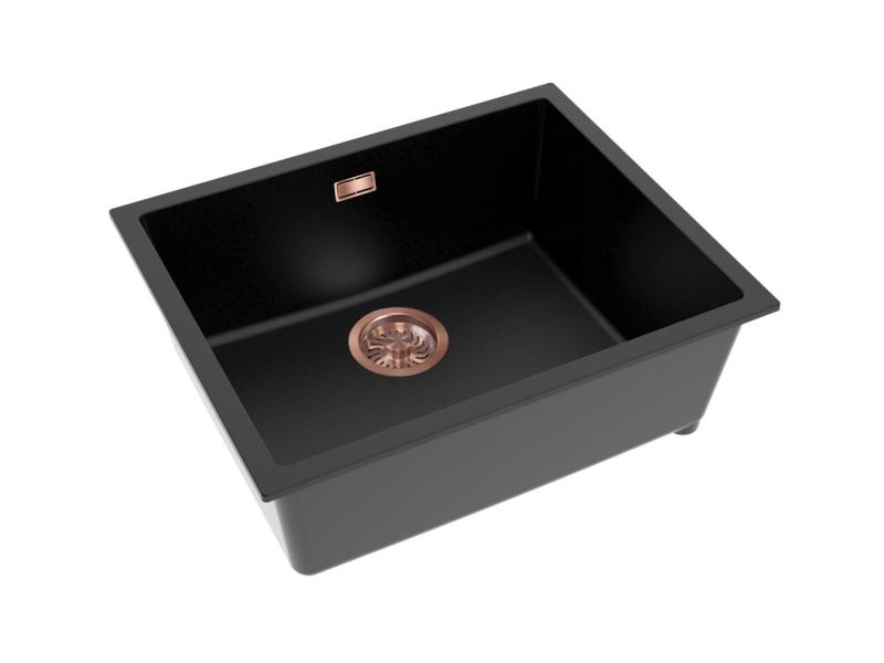 Pure.Sink Eternal Quartz svart diskho 50x40 cm, för under- och ovanmontering med kopparpropp