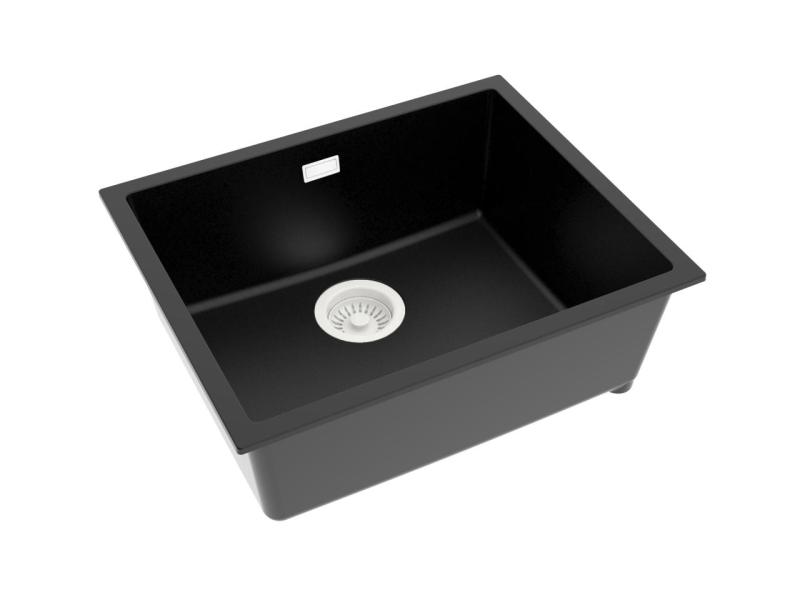 Pure.Sink Eternal Quartz svart diskho 50x40 cm, för under- och ovanmontering, med vit avloppsplugg