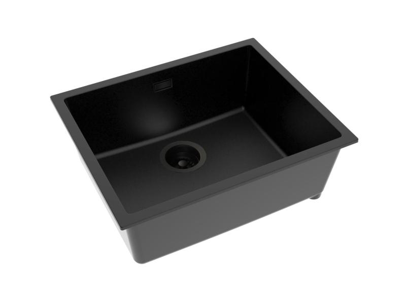 Pure.Sink Eternal Quartz svart diskho 50x40 cm, för under- och ovanmontering, med svart avloppsplugg