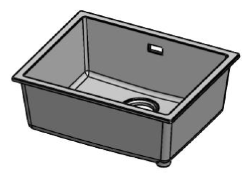 Pure.Sink Eternal Quartz vit diskho 50x40 cm, för under- och ovanmontering med rostfri avloppsplugg