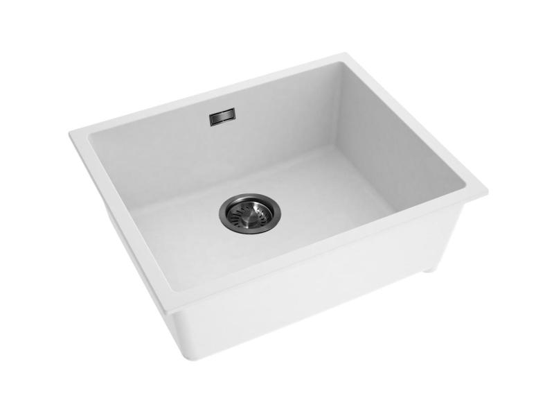 Pure.Sink Eternal Quartz vit diskho 50x40 cm, för under- och ovanmontering med plugg i gun metal