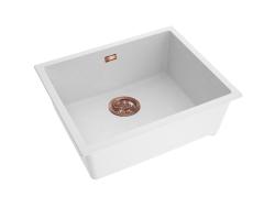 Pure.Sink Eternal Quartz vit diskho 50x40 cm, för under- och ovanmontering med automatisk kopparpropp