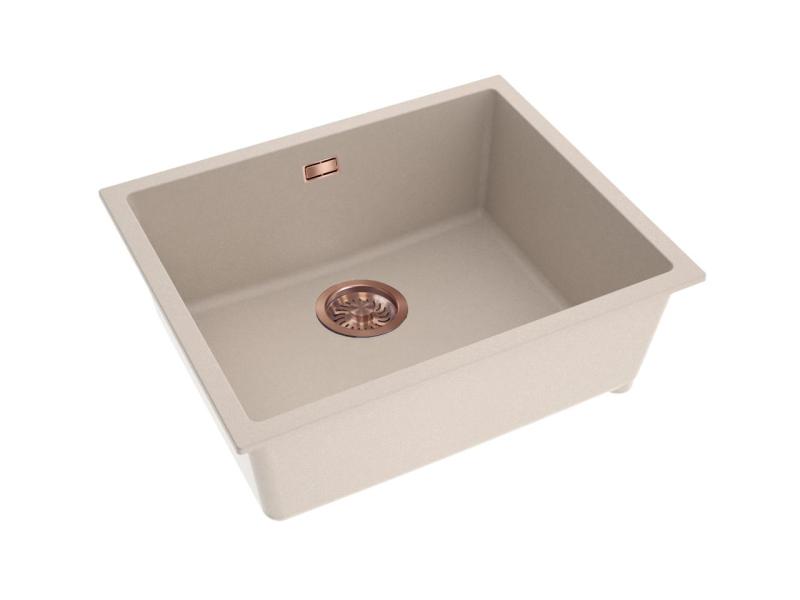 Pure.Sink Eternal Quartz Beige diskho 50x40 cm, för under- och ovanmontering, med automatisk kopparpropp