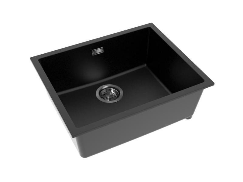 Pure.Sink Eternal Quartz svart diskho 50x40 cm, för infälld montering och undermontering, med avloppsplugg i gun metal