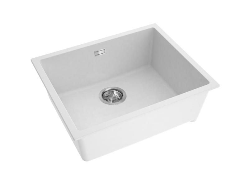 Pure.Sink Eternal Quartz vit diskho 50x40 cm, för infälld montering och undermontering, med rostfri avloppsplugg