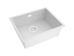 Pure.Sink Eternal Quartz vit diskho 50x40 cm, för infälld montering och undermontering, med vit avloppsplugg
