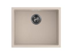 Pure.Sink Eternal Quartz Beige diskho 50x40 cm, infälld och undermonterad med plugg i gun metal