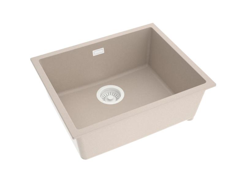 Pure.Sink Eternal Quartz Beige diskho 50x40 cm, infälld och undermonterad med vit avloppsplugg