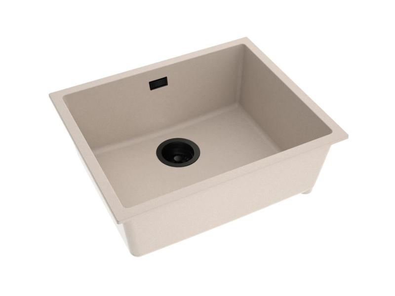 Pure.Sink Eternal Quartz Beige diskho 50x40 cm, infälld och undermonterad med svart avloppsplugg