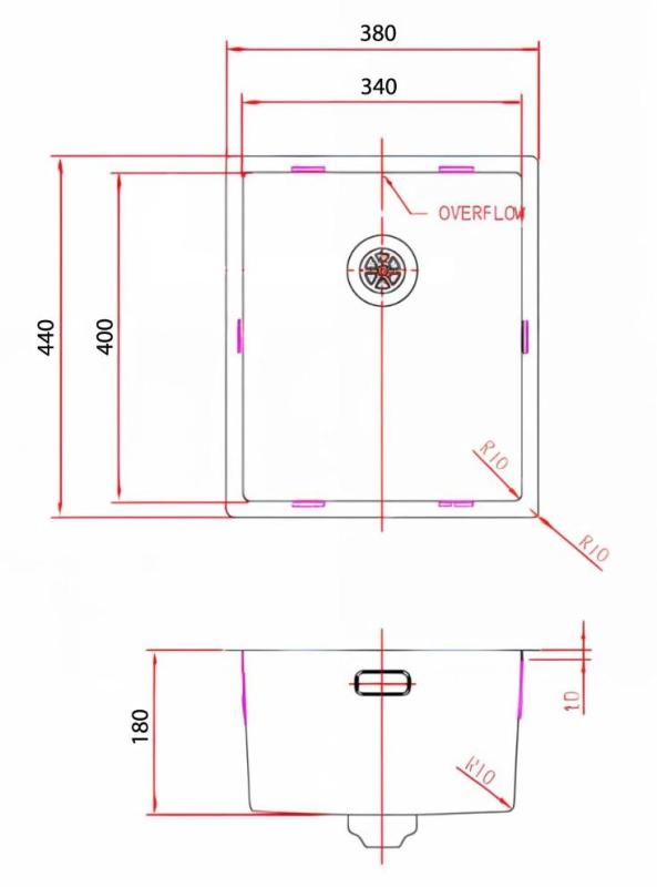 Pure.Sink Comfort PVD-belagd diskho i gun metal, 34 x 40 cm, för undermontering, infälld montering och påbyggnad, PCM3440-61