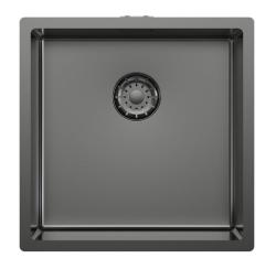 Pure.Sink Comfort PVD-belagd diskho i gun metal, 40 x 40 cm, 10 mm radie, för undermontering, planmontering och påbyggnad, PCM4040-61