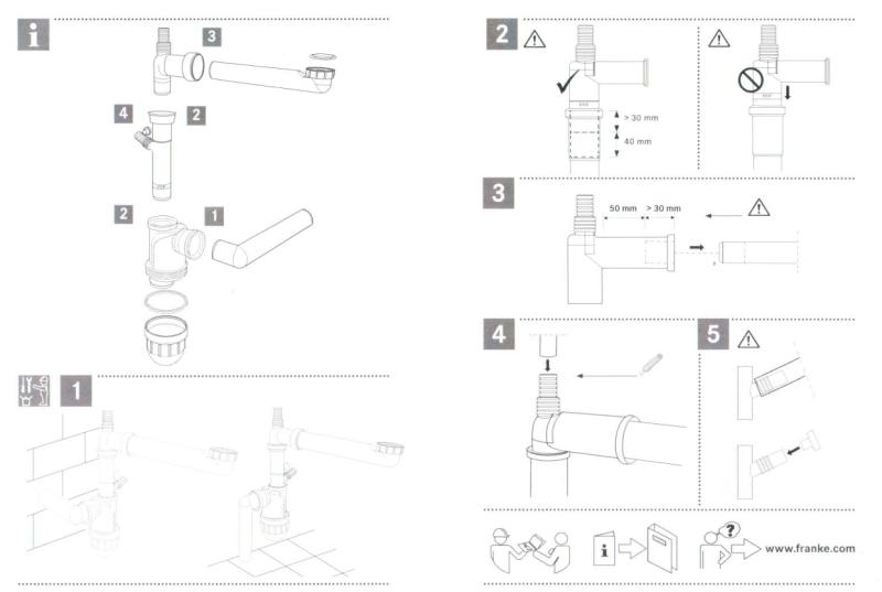 Franke utrymmesbesparande avloppssifon med diskmaskinsanslutning Spazio 112.0551.361