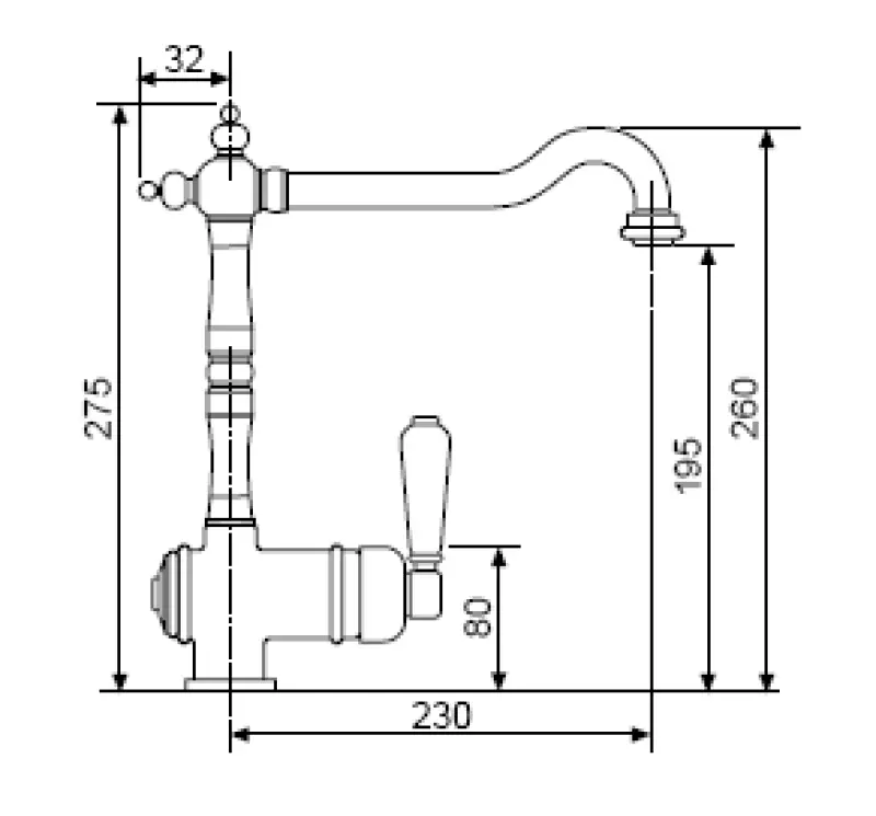 Nostalgisk kökskran V1920 Krom