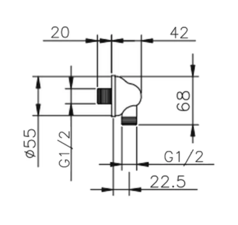 Huber Croisette Anslutningsböj Krom för duschslanganslutning 67.02H.CR