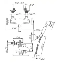 Huber Croisette Badtermostatkran med handduschset Krom CSD2701021