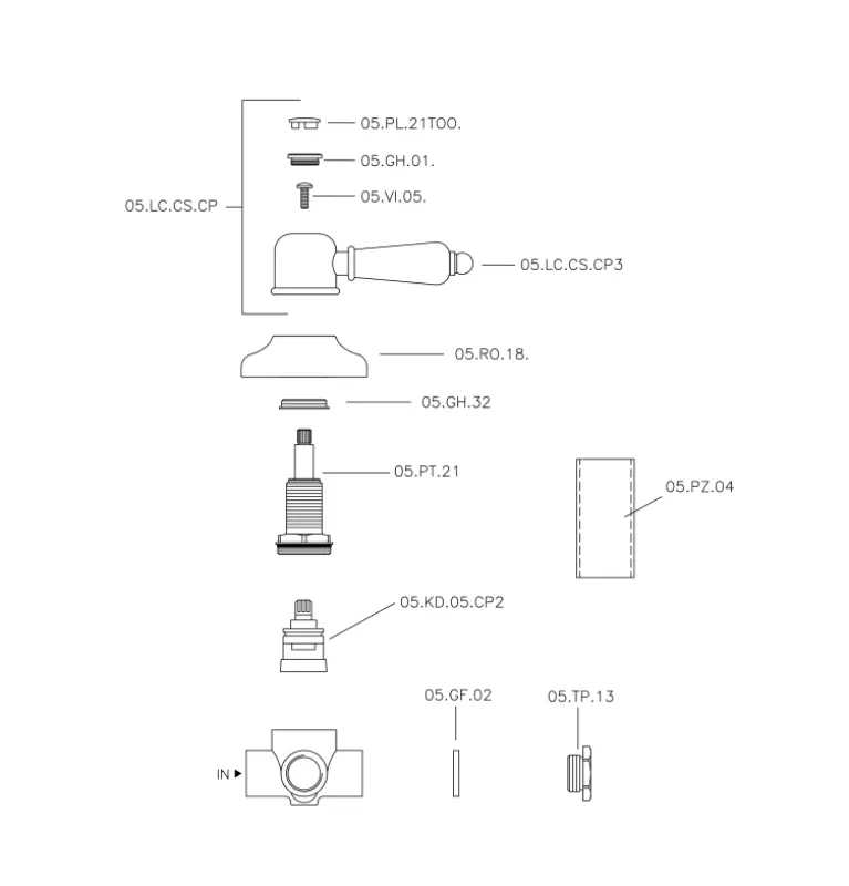 Huber Croisette Omkastningsventil Krom 1/2 653.CS01H.CR
