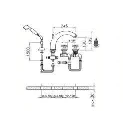 Huber Croisette 4-håls badkarsblandare Termostatisk Krom CST7601021