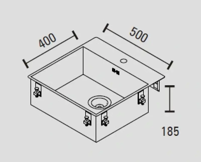 ABK Baronga rostfri diskho 54x53cm med kranhålsbank planmontering BAR50FKVI