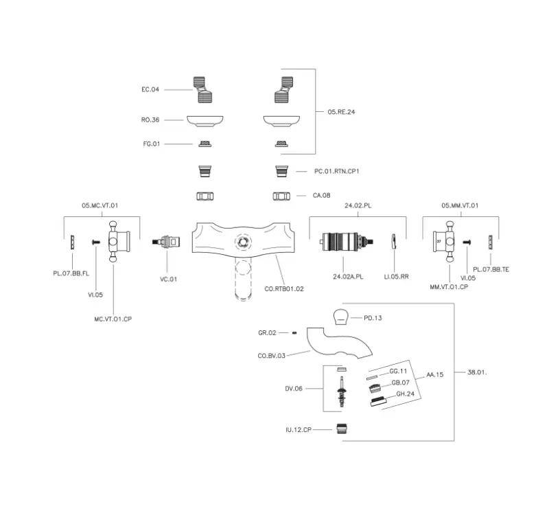 Huber Victorian Termostatisk Badkarblandare Krom VTT2701021
