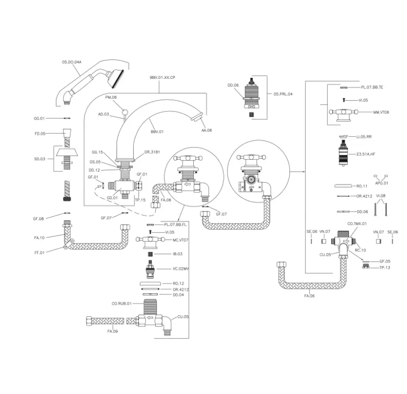 Huber Victorian 4-håls Termostatisk Badkarsblandare med Duschset Krom VTT7601021