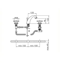 Huber Victorian 3-håls Termostatisk Tvättställsblandare Krom VTT71010