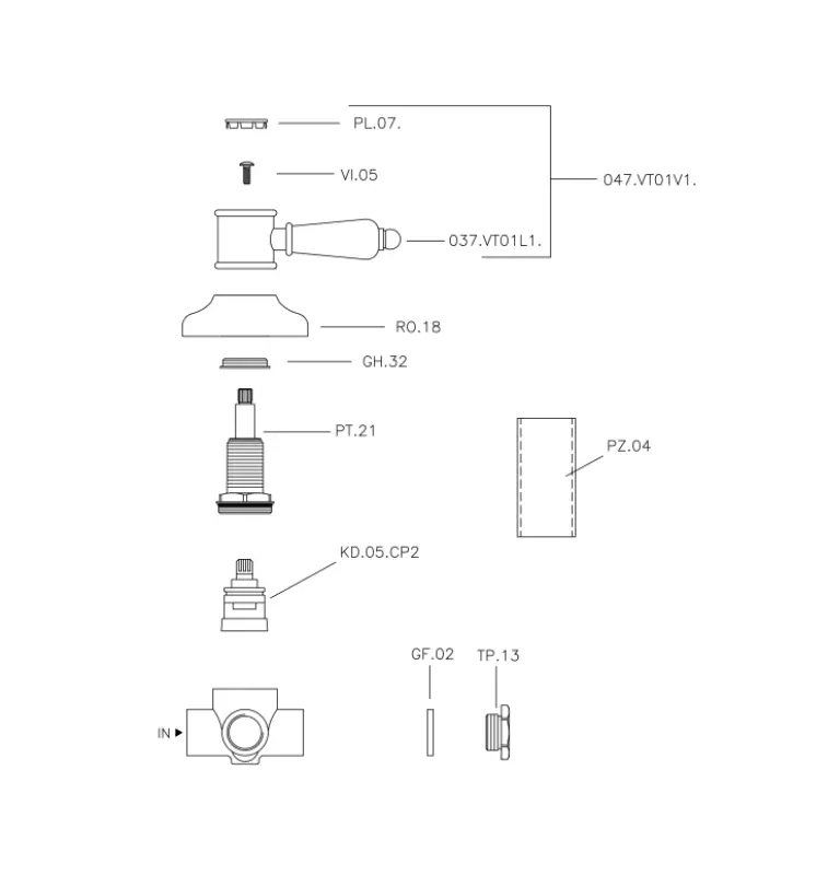 Huber Victorian 2-vägs Omkastare Krom 653.VT01H.CR