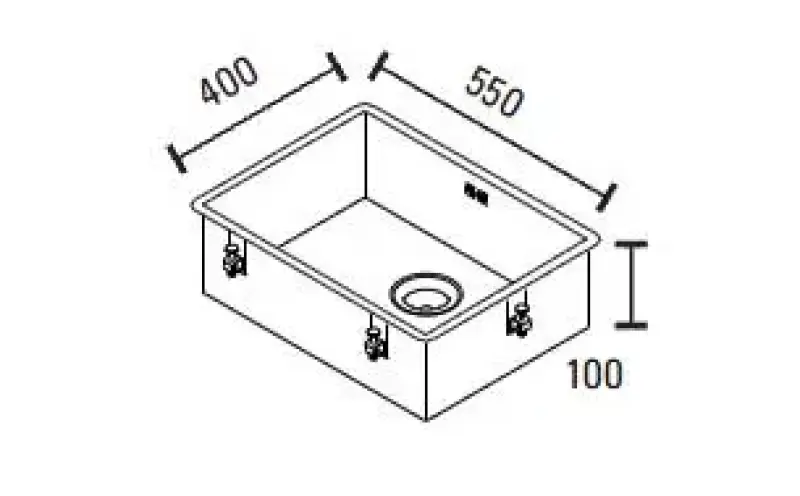 ABK Baronga stor extra grund rostfri diskho funktionshindrad 10 cm djup 55x40 cm Planmontering undermontering och toppmontering BAR5510FVI