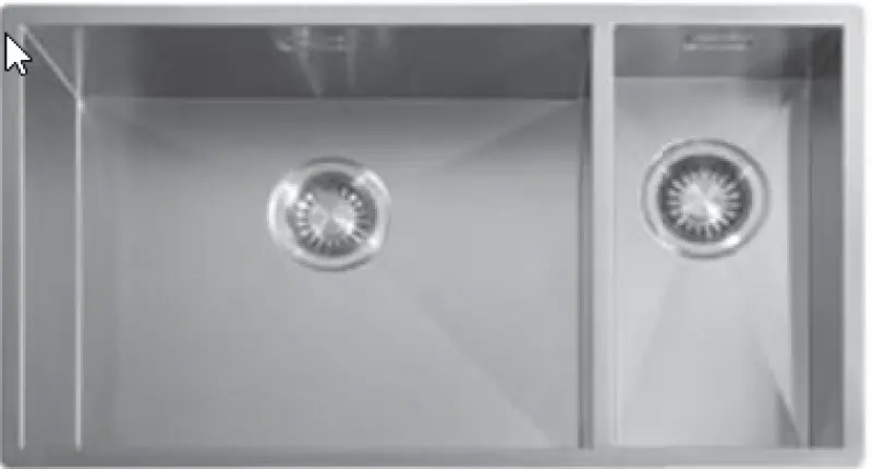 ABK Baronga stor en och en halv 1,5 rostfri diskho 50x40+20x40 cm Planmontering undermontering och övermontering BAR5020FVI