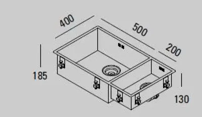 ABK Baronga stor en och en halv 1,5 rostfri diskho 50x40+20x40 cm Planmontering undermontering och övermontering BAR5020FVI
