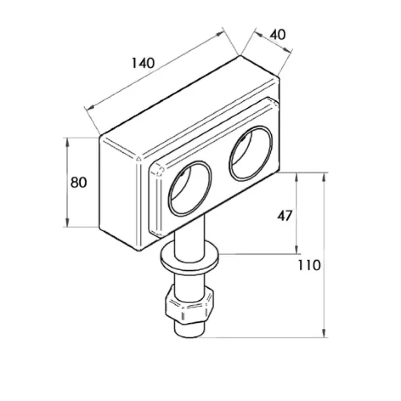 Kontaktdosa för köksö med 2 jordade uttag