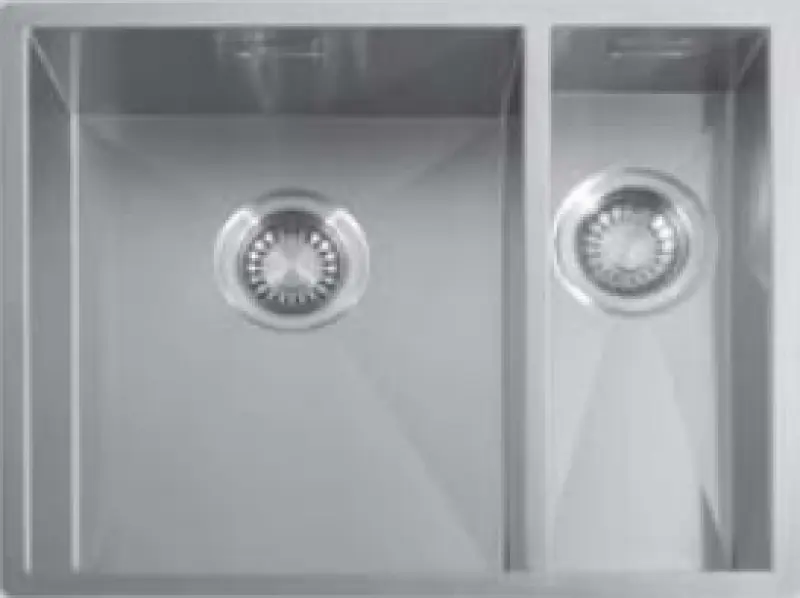 ABK Baronga en och en halv 1,5 rostfri diskho 34x40+15x40 cm undermonterad BAR3415f